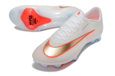 Men's Nike Air Zoom Mercurial Superfly 11 FG Firm Ground Low-Tops Football Boots - White/Bright Orange/Gold Metallic