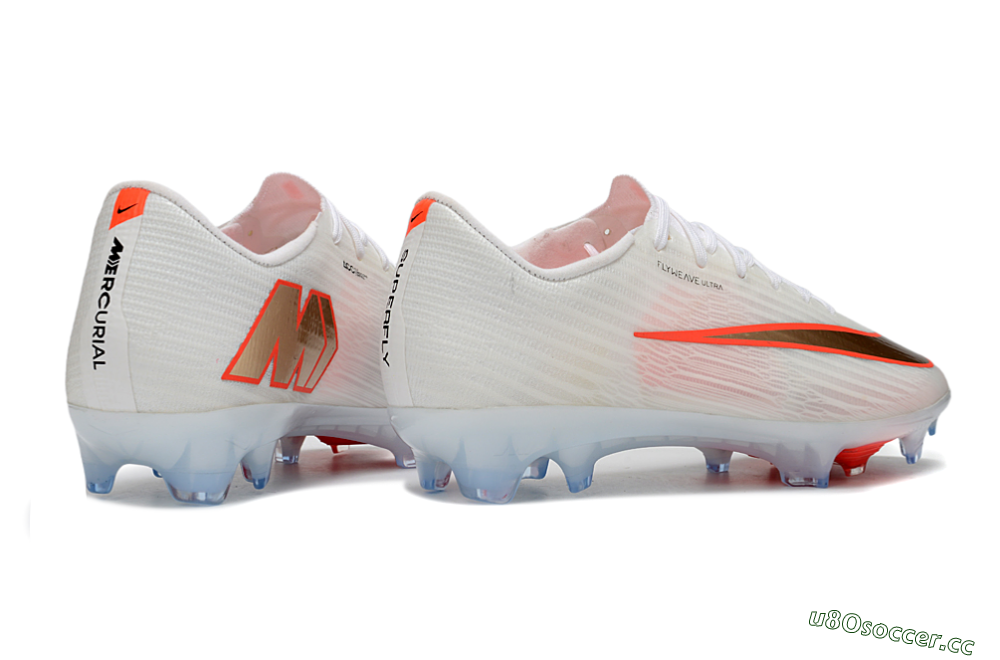Men's Nike Air Zoom Mercurial Superfly 11 FG Firm Ground Low-Tops Football Boots - White/Bright Orange/Gold Metallic 6