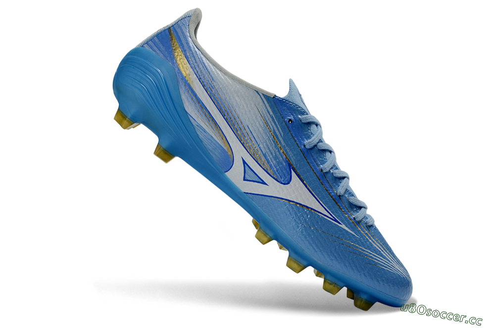 Men's Mizuno Alpha 3 FG Firm Ground Low-Tops Football Boots - Blue/Sky Blue/Gold 4