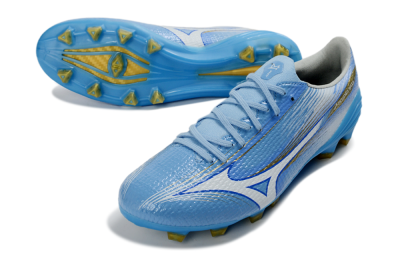 Men's Mizuno Alpha 3 FG Firm Ground Low-Tops Football Boots - Blue/Sky Blue/Gold