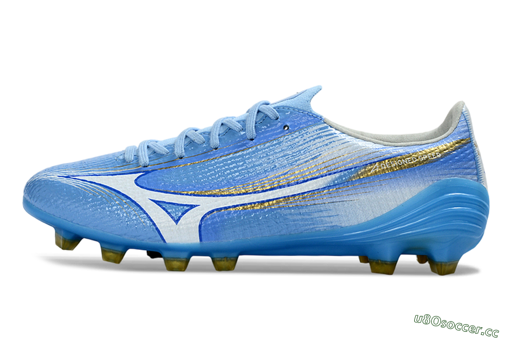 Men's Mizuno Alpha 3 FG Firm Ground Low-Tops Football Boots - Blue/Sky Blue/Gold 0