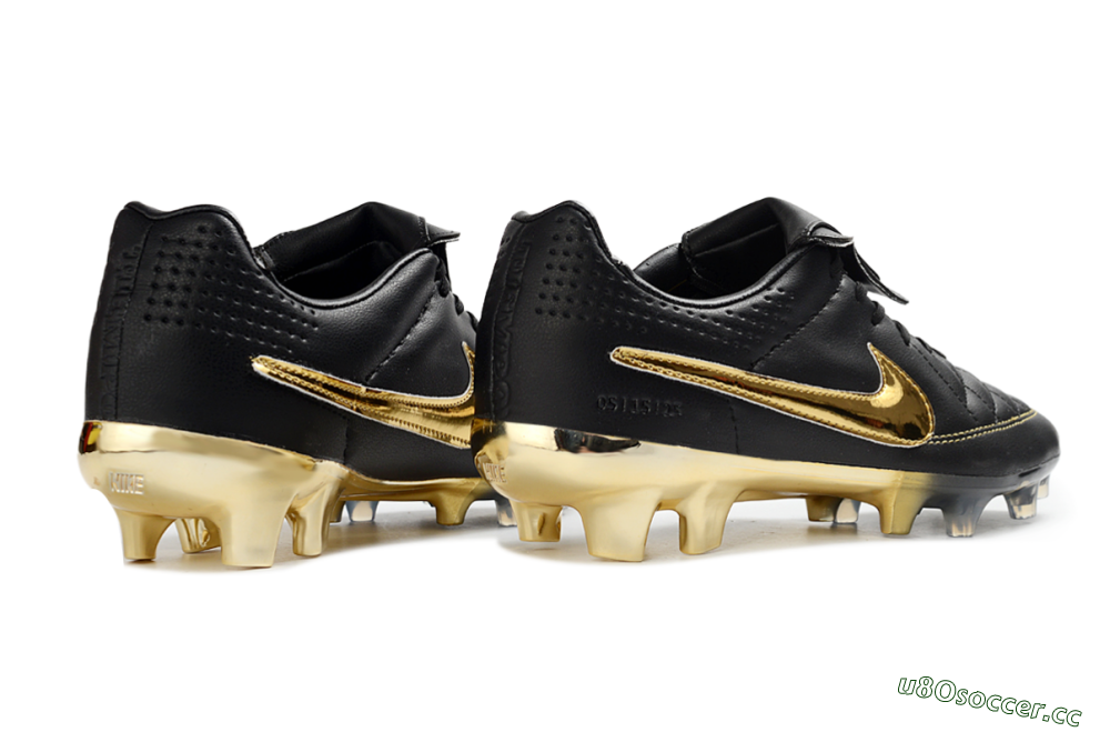 Men's Nike Tiempo Legend SE FG Firm Ground Low-Tops Football Boots - Black/Gold Accents/Black Quilted 6