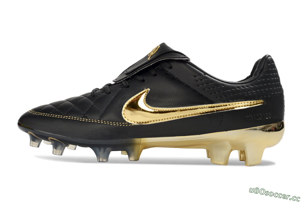 Men's Nike Tiempo Legend SE FG Firm Ground Low-Tops Football Boots - Black/Gold Accents/Black Quilted 0