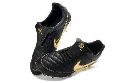 Men's Nike Tiempo Legend SE FG Firm Ground Low-Tops Football Boots - Black/Gold Accents/Black Quilted
