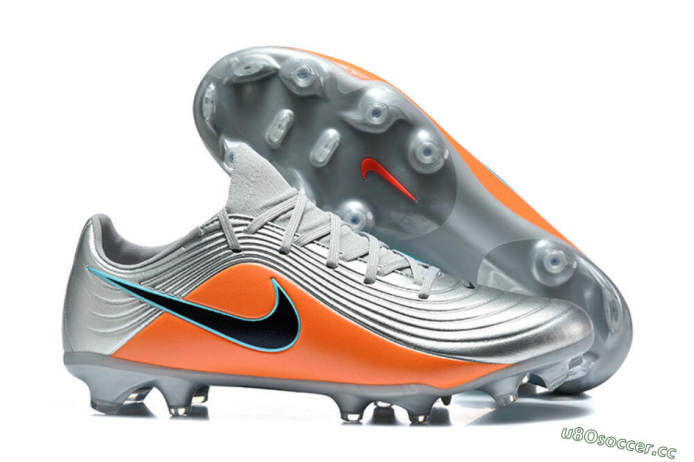 Men's Nike Tiempo Legend 11 Elite FG Firm Ground Low-Tops Football Boots - Silver/Bright Orange/Black 2