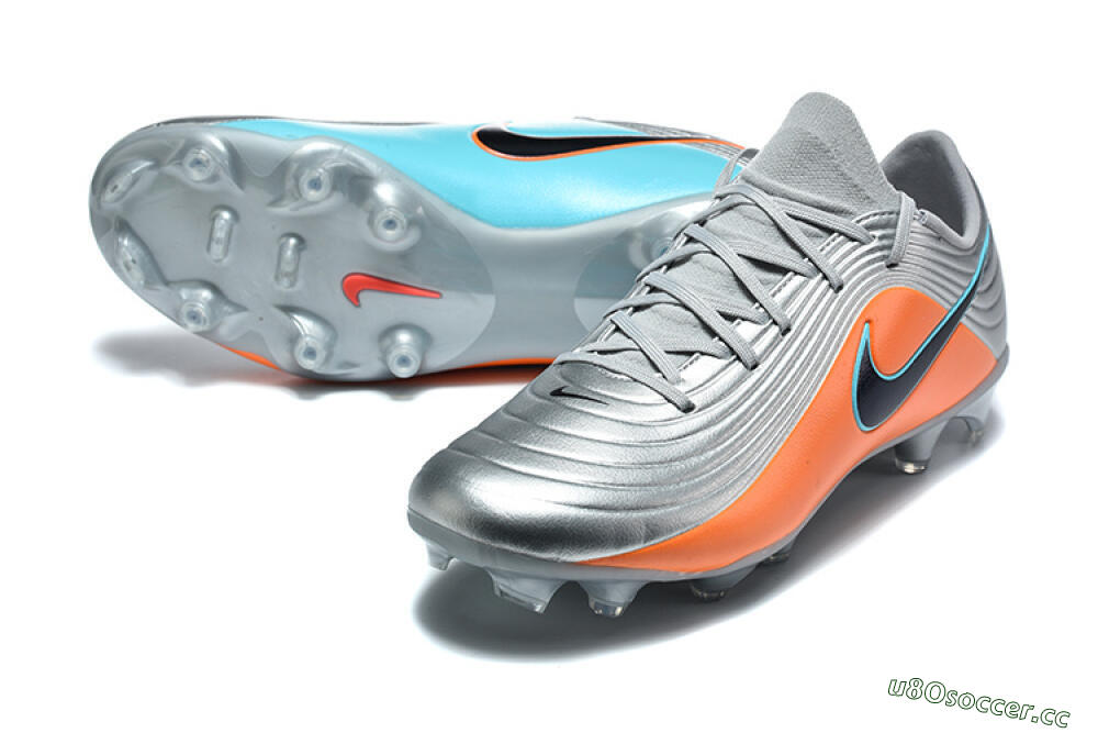 Men's Nike Tiempo Legend 11 Elite FG Firm Ground Low-Tops Football Boots - Silver/Bright Orange/Black 3