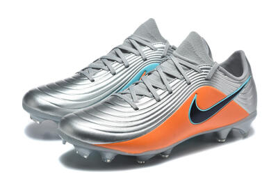 Men's Nike Tiempo Legend 11 Elite FG Firm Ground Low-Tops Football Boots - Silver/Bright Orange/Black