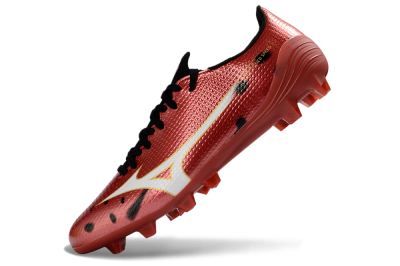 Men's Mizuno Alpha 3 FG Firm Ground Low-Tops Football Boots - Red/Crimson Blaze/Gold Accent