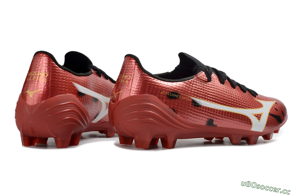 Men's Mizuno Alpha 3 FG Firm Ground Low-Tops Football Boots - Red/Crimson Blaze/Gold Accent 6