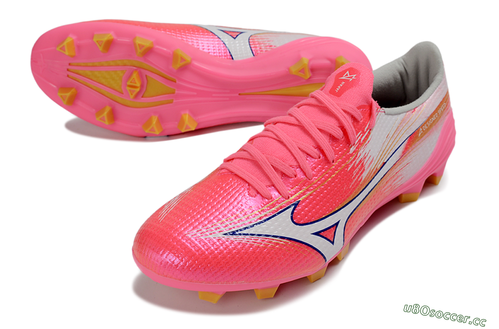 Men's Mizuno Alpha 3 FG Firm Ground Low-Tops Football Boots - Pink/Bright Pink/White 3