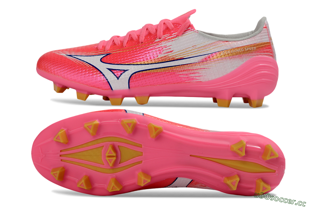 Men's Mizuno Alpha 3 FG Firm Ground Low-Tops Football Boots - Pink/Bright Pink/White 1