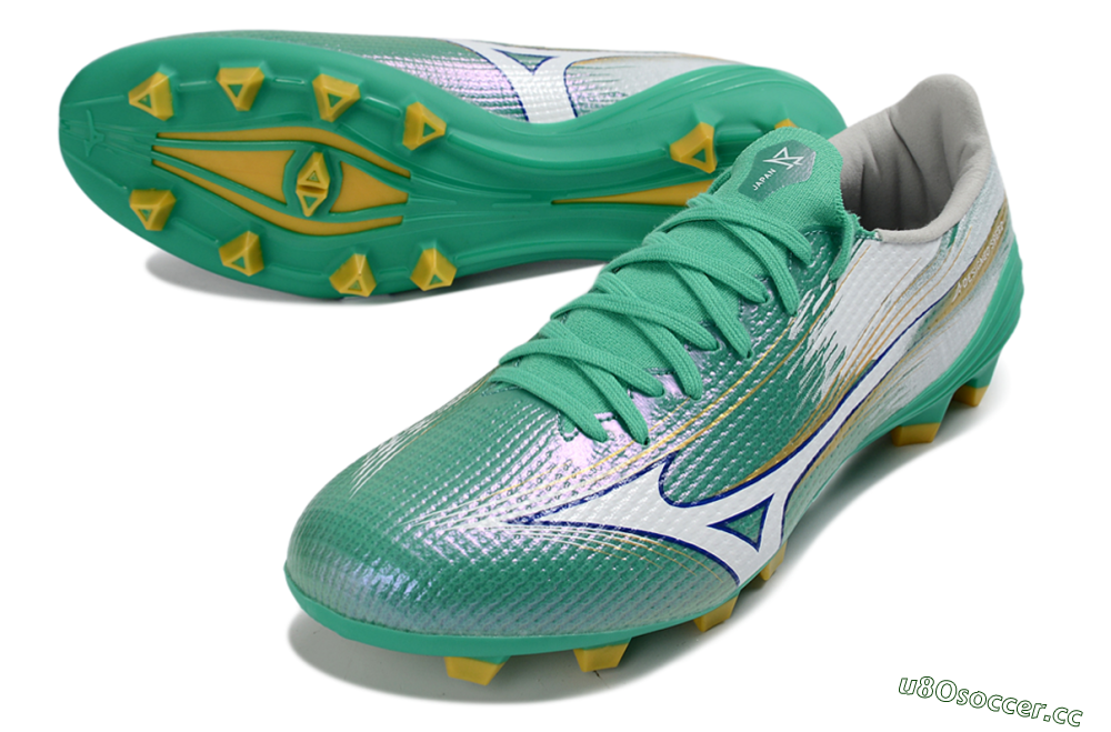 Mizuno Alpha 3 FG Firm Ground Low-Tops Football Boots - Green/Aqua Breeze/Sunny Yellow 3