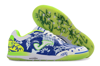 Men's Joma Top Flex IC Indoor & Futsal Low-Tops Football Shoes - Blue/Neon Green/White