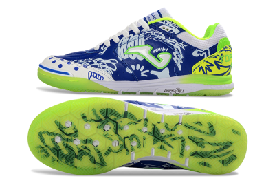Men's Joma Top Flex IC Indoor & Futsal Low-Tops Football Shoes - Blue/Neon Green/White