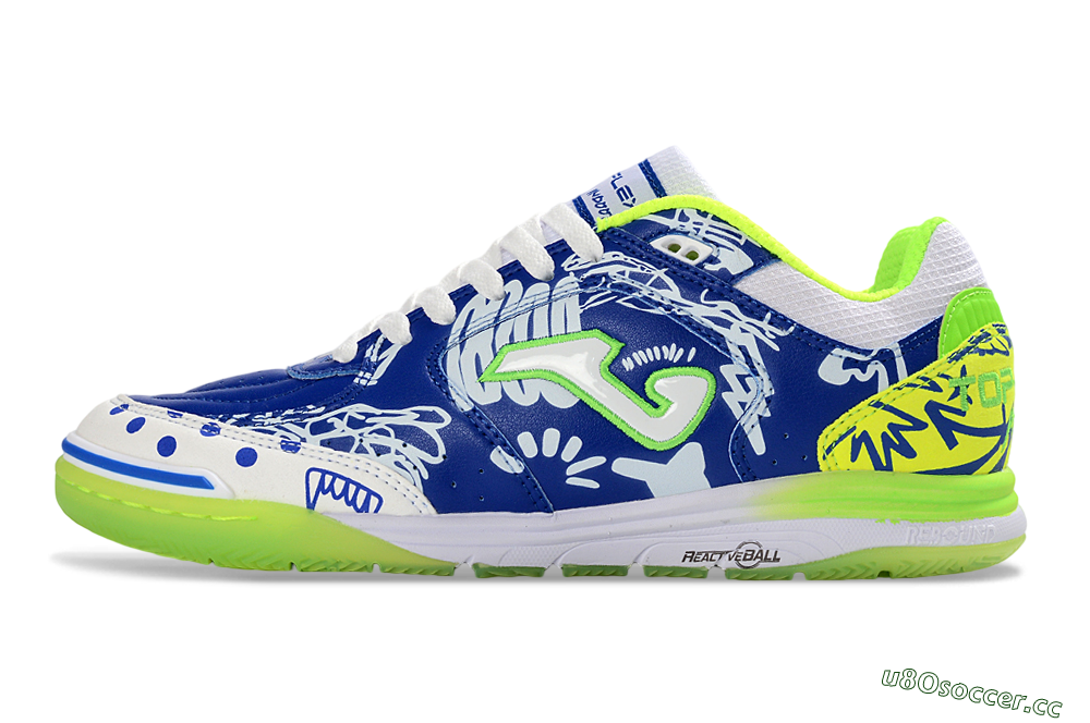 Men's Joma Top Flex IC Indoor & Futsal Low-Tops Football Shoes - Blue/Neon Green/White 0