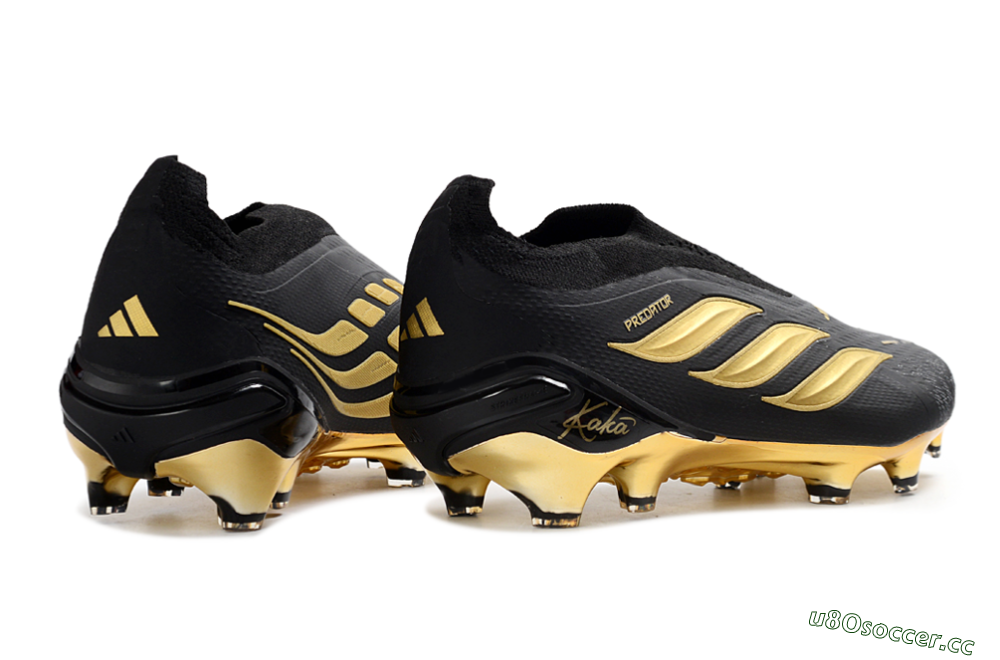 Men's Adidas Predator 26 Elite Laceless FG Firm Ground Low-Tops Football Boots - Black/Gold Accent/Black Base 6