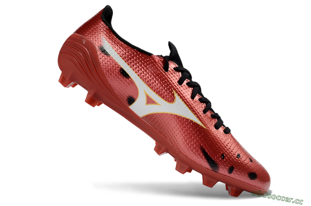 Men's Mizuno Alpha 3 FG Firm Ground Low-Tops Football Boots - Red/Vibrant Red/Gold 4