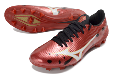 Men's Mizuno Alpha 3 FG Firm Ground Low-Tops Football Boots - Red/Vibrant Red/Gold