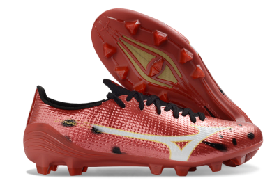 Men's Mizuno Alpha 3 FG Firm Ground Low-Tops Football Boots - Red/Vibrant Red/Gold