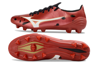Men's Mizuno Alpha 3 FG Firm Ground Low-Tops Football Boots - Red/Vibrant Red/Gold