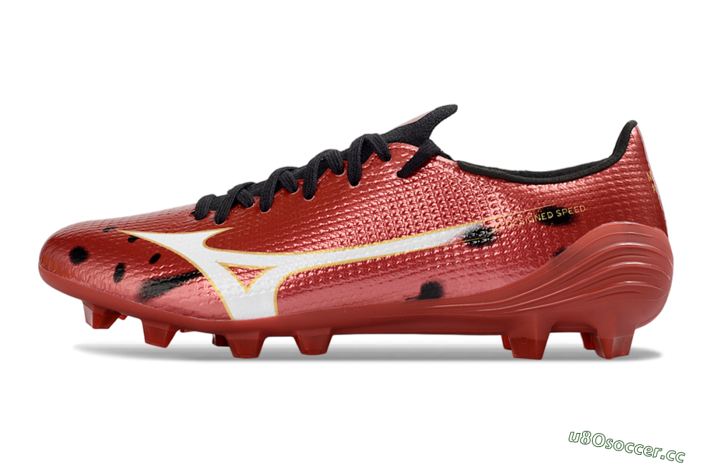 Men's Mizuno Alpha 3 FG Firm Ground Low-Tops Football Boots - Red/Vibrant Red/Gold 0