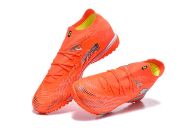 Men's Puma Future 8 Ultimate TF Artificial Turf Low-Tops Football Shoes - Orange/Electric Orange/Shadow Grey
