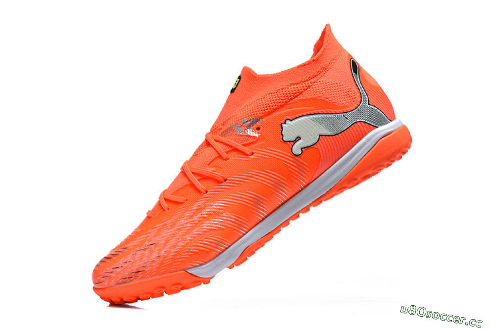 Men's Puma Future 8 Ultimate TF Artificial Turf Low-Tops Football Shoes - Orange/Electric Orange/Shadow Grey 8
