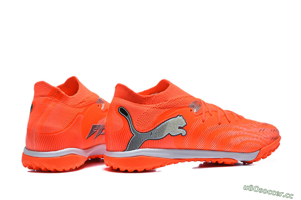 Men's Puma Future 8 Ultimate TF Artificial Turf Low-Tops Football Shoes - Orange/Electric Orange/Shadow Grey 9