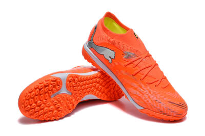 Men's Puma Future 8 Ultimate TF Artificial Turf Low-Tops Football Shoes - Orange/Electric Orange/Shadow Grey