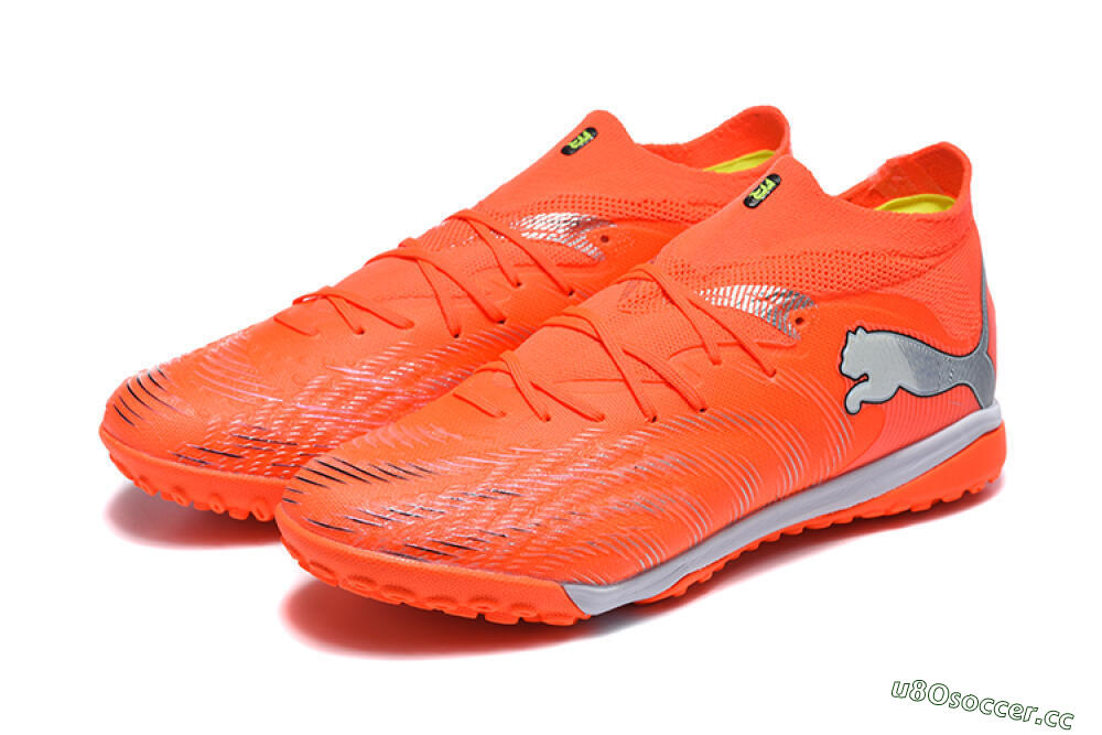 Men's Puma Future 8 Ultimate TF Artificial Turf Low-Tops Football Shoes - Orange/Electric Orange/Shadow Grey 5