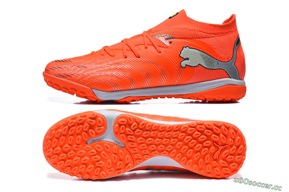 Men's Puma Future 8 Ultimate TF Artificial Turf Low-Tops Football Shoes - Orange/Electric Orange/Shadow Grey 1