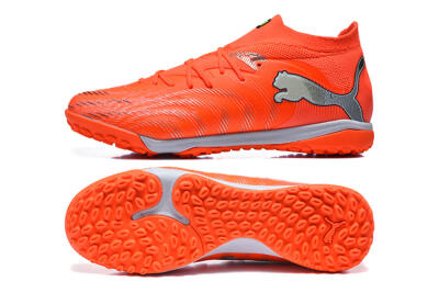 Men's Puma Future 8 Ultimate TF Artificial Turf Low-Tops Football Shoes - Orange/Electric Orange/Shadow Grey