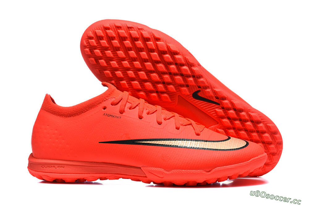 Unisex Nike Air Zoom Mercurial Varpor 17 Elite TF Artificial Turf Low-Tops Football Shoes - Red/Bright Red/Gold Accent 2