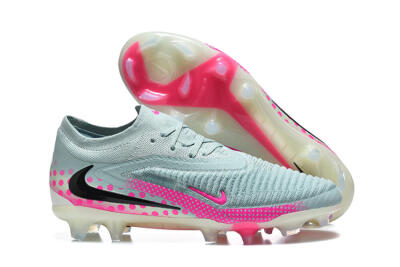 Unisex Nike Phantom 6 Elite Low FG Firm Ground Low-Tops Football Boots - Gray/Neon Pink/Phantom Black