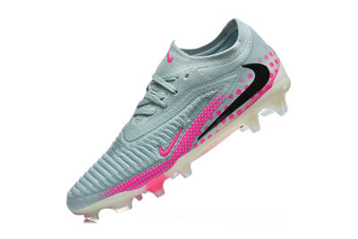 Unisex Nike Phantom 6 Elite Low FG Firm Ground Low-Tops Football Boots - Gray/Neon Pink/Phantom Black