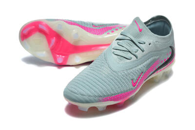 Unisex Nike Phantom 6 Elite Low FG Firm Ground Low-Tops Football Boots - Gray/Neon Pink/Phantom Black