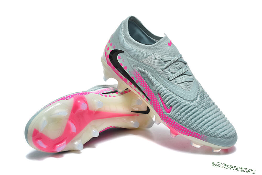 Unisex Nike Phantom 6 Elite Low FG Firm Ground Low-Tops Football Boots - Gray/Neon Pink/Phantom Black 4