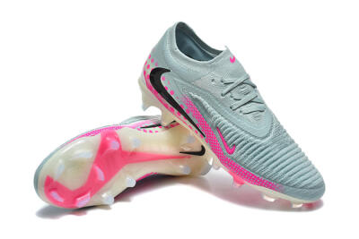 Unisex Nike Phantom 6 Elite Low FG Firm Ground Low-Tops Football Boots - Gray/Neon Pink/Phantom Black