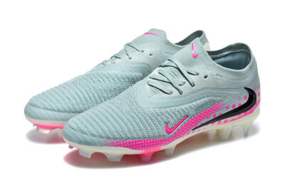 Unisex Nike Phantom 6 Elite Low FG Firm Ground Low-Tops Football Boots - Gray/Neon Pink/Phantom Black