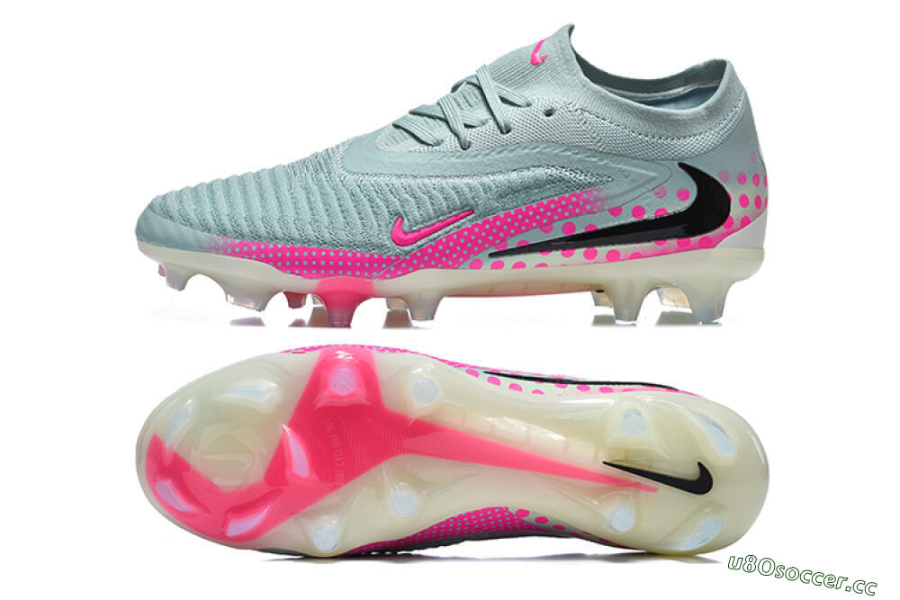Unisex Nike Phantom 6 Elite Low FG Firm Ground Low-Tops Football Boots - Gray/Neon Pink/Phantom Black 1