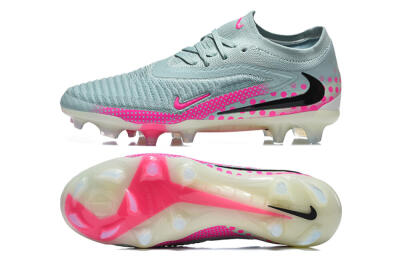 Unisex Nike Phantom 6 Elite Low FG Firm Ground Low-Tops Football Boots - Gray/Neon Pink/Phantom Black