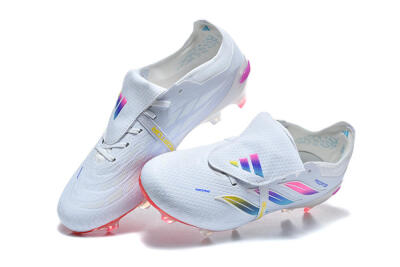 Men's Adidas Predator 26 Elite Fold-Over Tongue FG Firm Ground Low-Tops Football Boots - White/Sunset Pink/Cool Blue