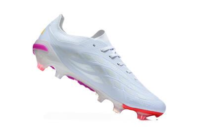 Men's Adidas Predator 26 Elite FG Firm Ground Low-Tops Football Boots - White/Vibrant Pink/Metallic Blue