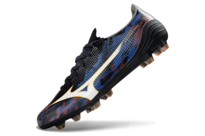 Men's Mizuno Alpha 3 FG Firm Ground Low-Tops Football Boots - Black/Midnight Blue/Ruby Red