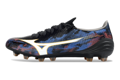 Men's Mizuno Alpha 3 FG Firm Ground Low-Tops Football Boots - Black/Midnight Blue/Ruby Red