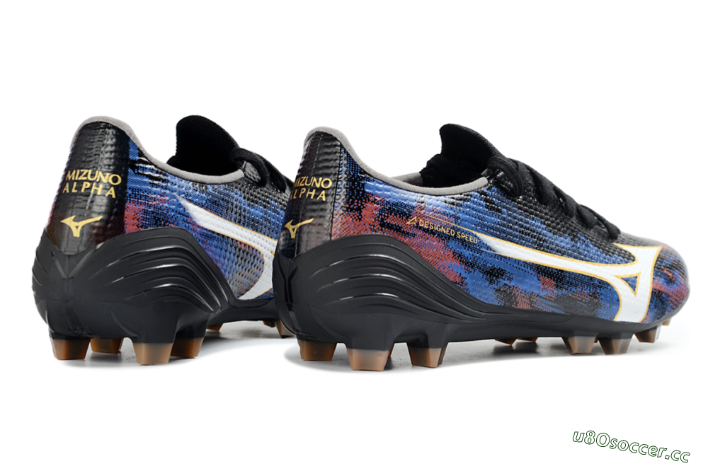 Men's Mizuno Alpha 3 FG Firm Ground Low-Tops Football Boots - Black/Midnight Blue/Ruby Red 6