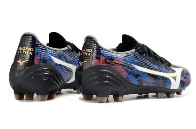 Men's Mizuno Alpha 3 FG Firm Ground Low-Tops Football Boots - Black/Midnight Blue/Ruby Red