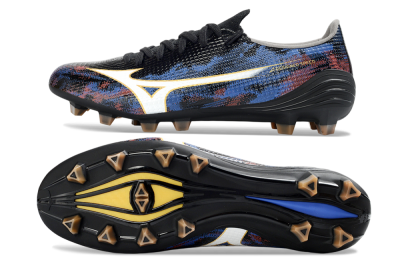 Men's Mizuno Alpha 3 FG Firm Ground Low-Tops Football Boots - Black/Midnight Blue/Ruby Red