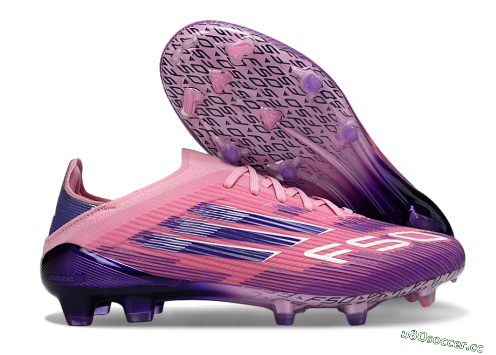 Unisex Adidas F50 Elite FG Firm Ground Low-Tops Football Boots - Pink/Lavender Bliss/Deep Violet 2