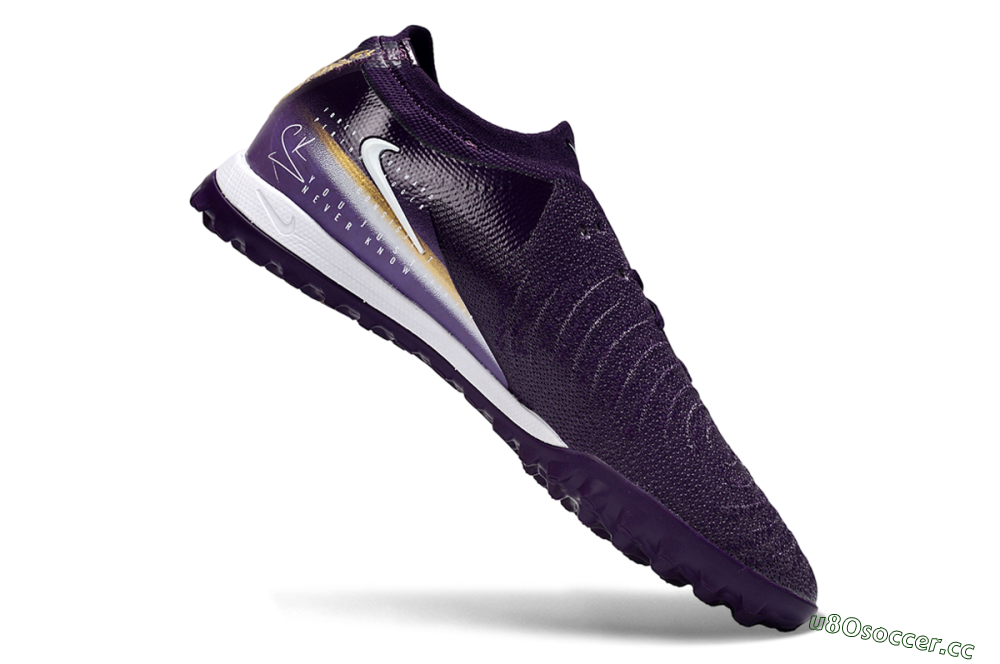 Men's Nike Phantom GX 2 Elite TF Artificial Turf Low-Tops Football Shoes - Purple/Deep Violet/Metallic Gold 4